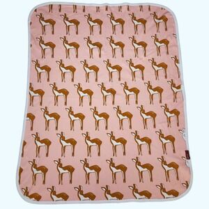 MilkBarn Baby Blanket 33x26 Pink Deer Polka Dot Print Organic Cotton Reversible
